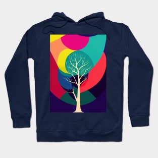 Vibrant Colored Whimsical Minimalist Lonely Tree - Abstract Minimalist Bright Colorful Nature Poster Art of a Leafless Branches Hoodie